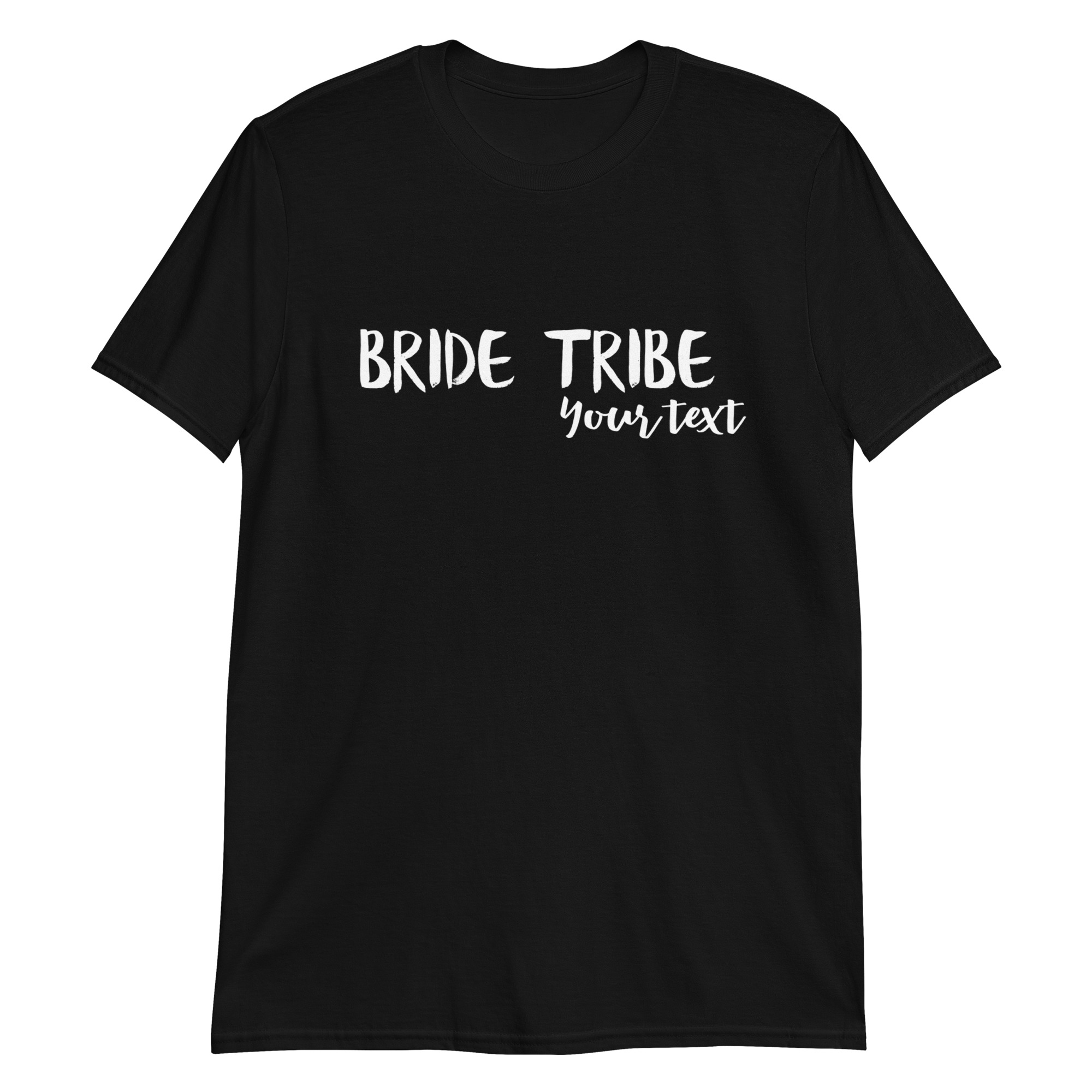 Customisable Bride Tribe t-shirt in black.