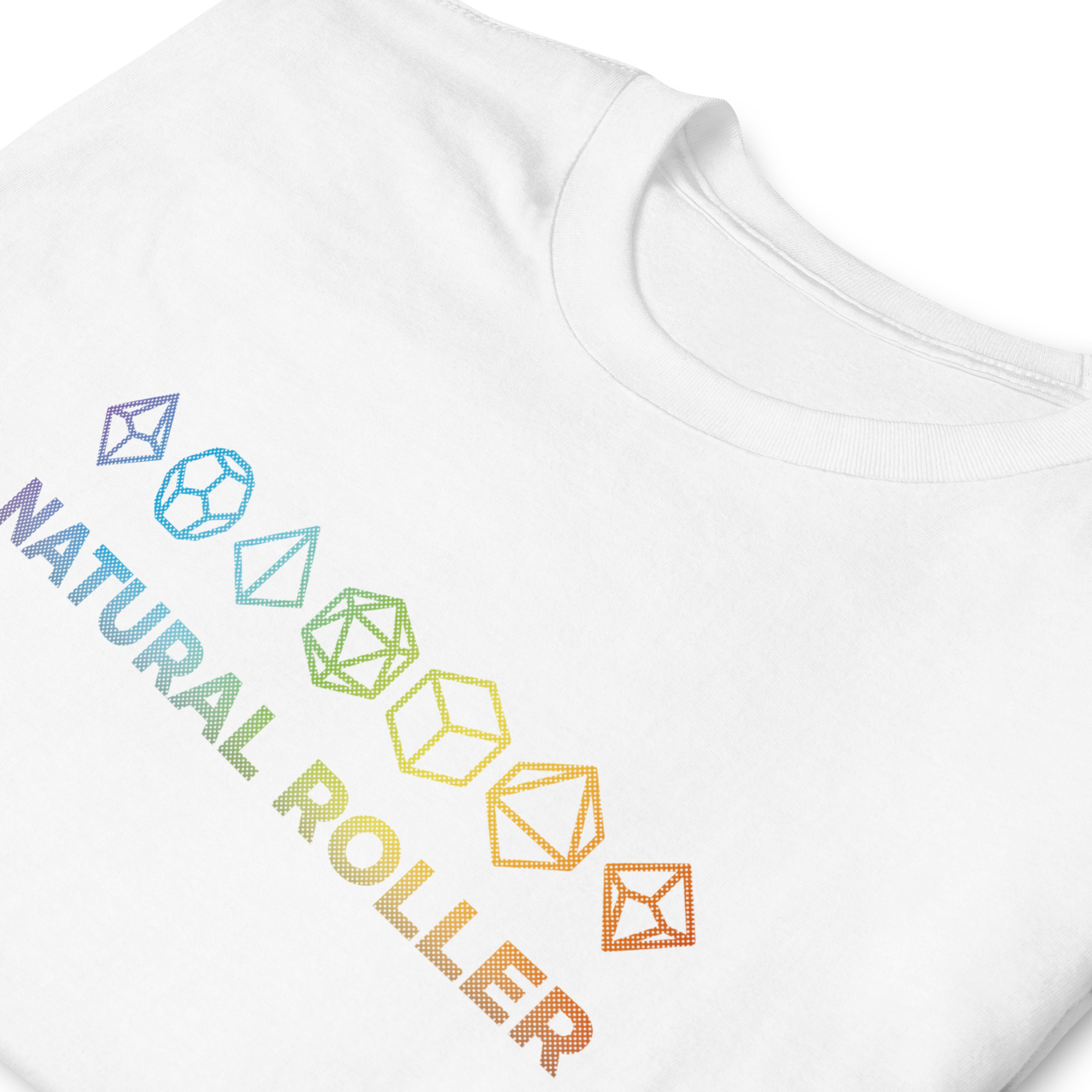 Natural Roller Rainbow Dice Design White T-shirt
